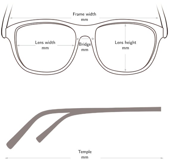 Sunglasses frame size
